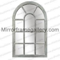 Window Shape Distressed White Mirror Frame